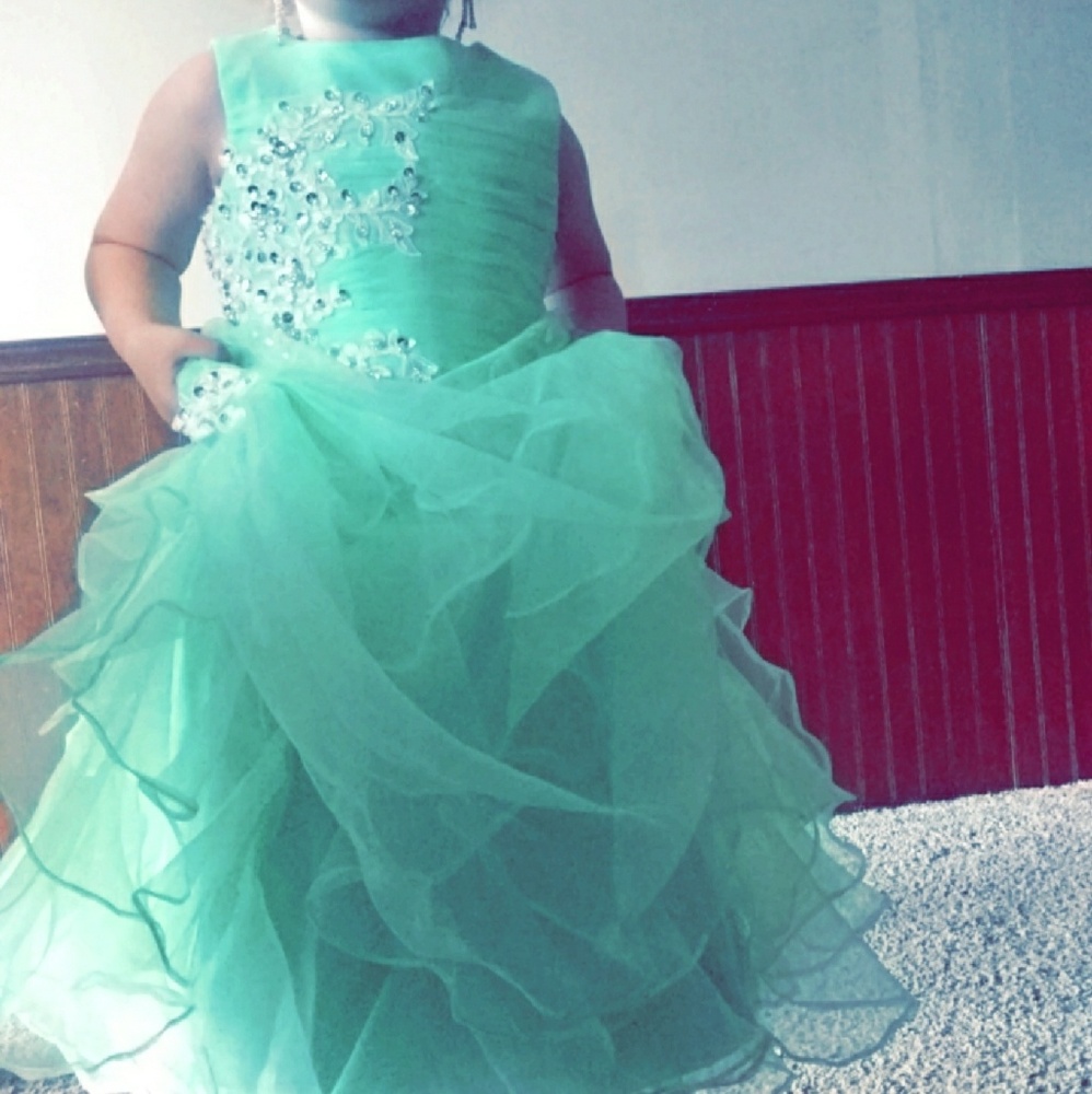 Formal Sea Green Girls Dress.